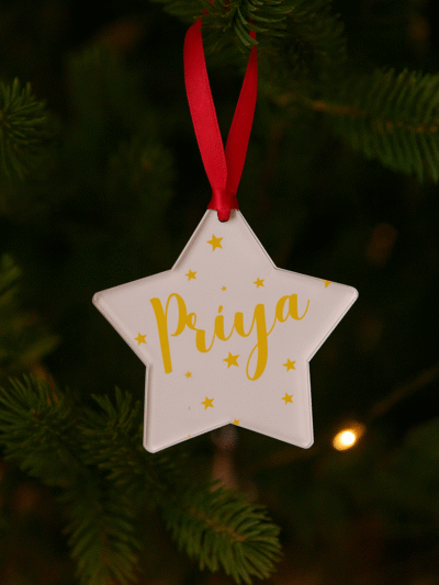 Acrylic Christmas tree hangings 3inch star shape | Christmas tree ornament