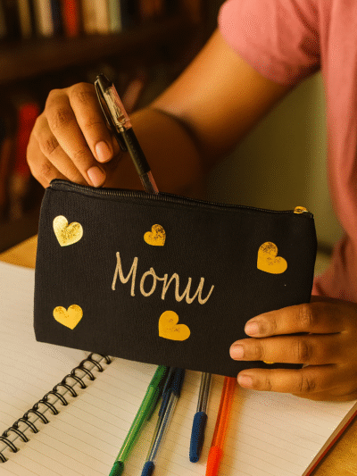 Customised Canvas Pouch with name | Perfect Gift for Students | Birthday | 7.5 * 5 inch