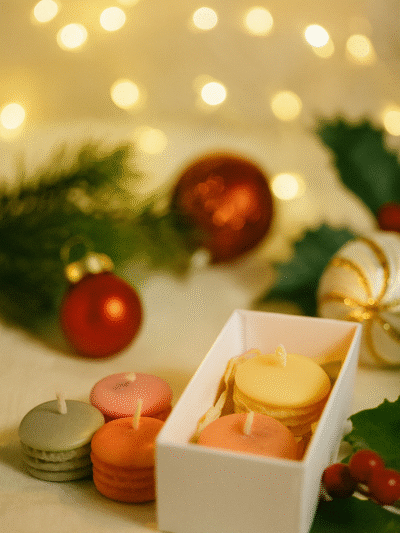 Scented Macaron candles | Pack of 4 | assorted colors and scent