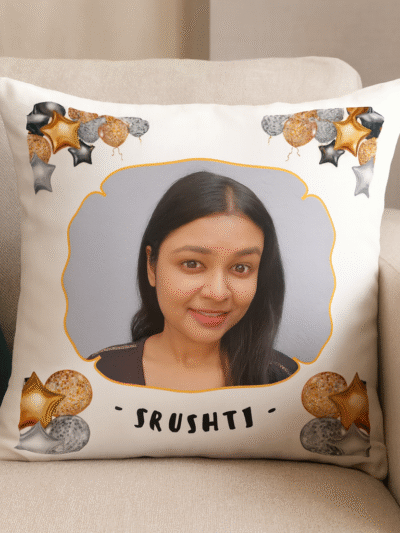 Customized 12x12 White Cushion with Photo & Name | Celebration Cushion – Personalized Gift