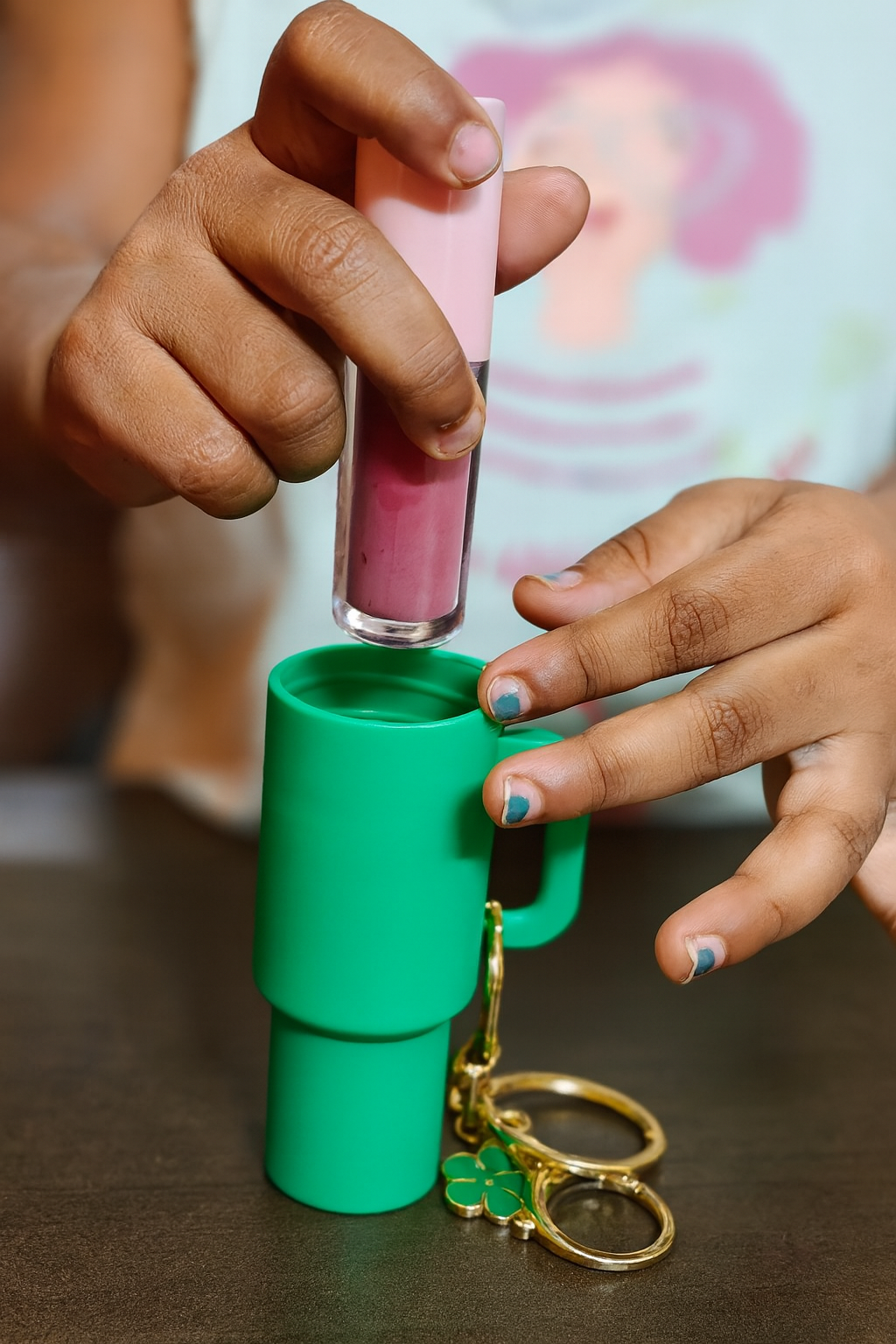 Mini Tumbler Keychain/Bag charm, Mini Storage ( Money, Lipstick )toy Insulated Travel Cup with Straw and Lid, Single color - Image 2
