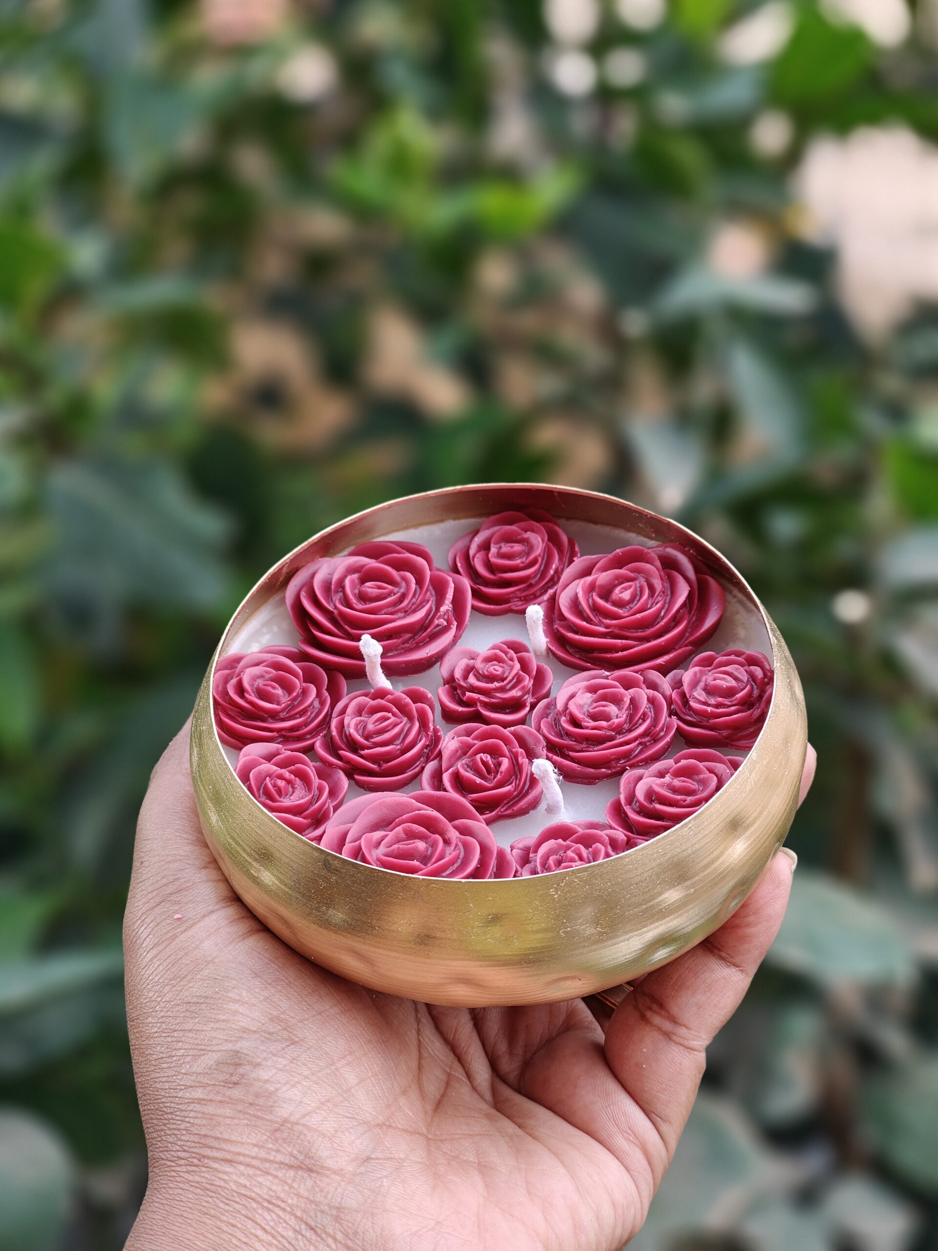 Scented Gold Hammer Urli Rose Candle – Luxury Decor Gift | Festive candles