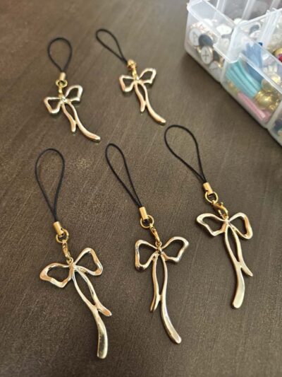 Bow Phone Charm – Elegant Gold Mobile Accessory | Gift for girls | Trending phone charms
