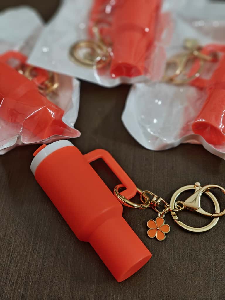 Mini Tumbler Keychain/Bag charm, Mini Storage ( Money, Lipstick )toy Insulated Travel Cup with Straw and Lid, Single color - Image 4