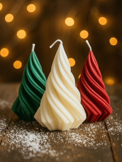 Spiral Christmas candle | Scented | Available in 3 colours- 75 gms | Christmas gifts | Soywax | Festive Decor and gifts