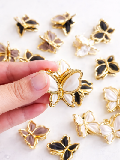 SET OF 4 CUTE ELEGANT BUTTERFLY MINI HAIR CLAW CLIPS | TRENDING | GOLD-TONED FRAME|  1.5 INCH LONG
