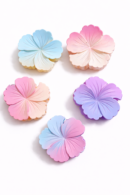 SET OF 2 MEDIUM SIZE DOUBLE SHADE PASTEL HIBISCUS HAIR CLAW CLIPS | FLORAL DESIGN | RANDOM COLOUR