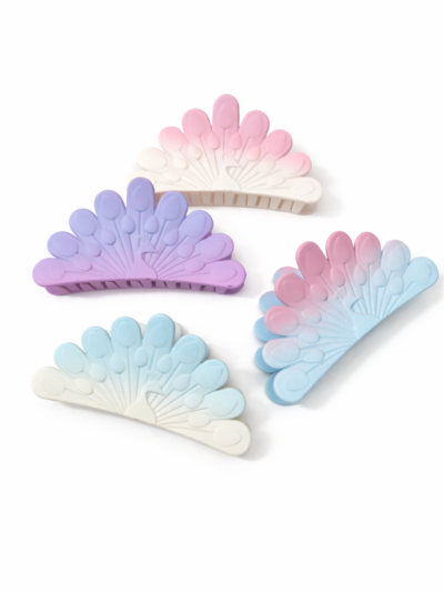 DOUBLE PASTEL SHADE BIG PEACOCK HAIR CLAW CLIPS | CUTE AND TRENDING | STRONG GRIP