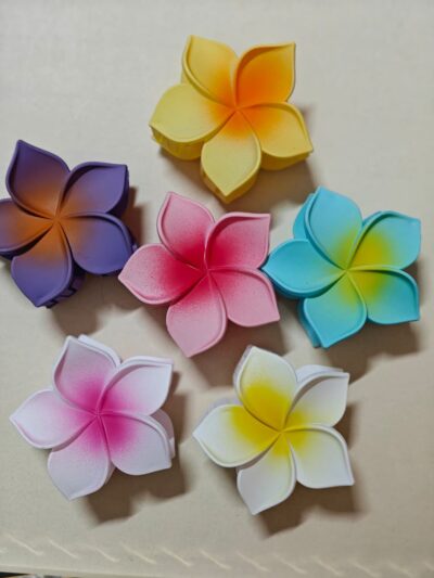 SET OF 2 RANDOM BIG SIZE PLUMERIA FLOWER HAIR CLAW CLIPS | CUTE, TRENDING AND MINIMAL