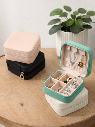 Compact Customised Travel Jewelry Box – 4x4 Inch Organizer|  Birthday | Anniversary | COLOURS AVAILABLE