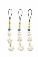 EVIL EYE WHITE SEA-SHELL BEADS PHONE CHARMS | CUTE AND TRENDING